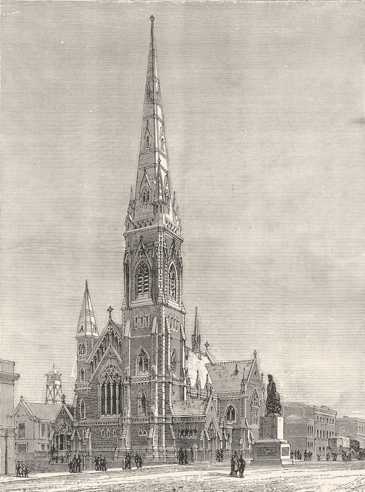 SCOTLAND. The Scots Church, Collins Street, Melbourne 1886 old antique print
